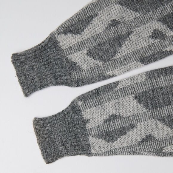 Vtg Monte Carlo Grandpa Sweater Men’s M Gray Geometric 3D Ribbed tight Knit - Picture 8 of 9